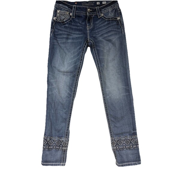 MISS ME Signature Cuffed Skinny Jeans 28 Embroidered Embellished Cowgirl Western - Picture 1 of 9